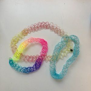 90s tattoo stretch choker necklace & 2 bracelets